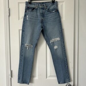 Levi's 501 S Jeans‎ Women's W26 L28 Skinny Light Wash Button Fly Blank Red Tag